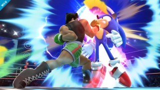 Little Mac uppercuts Sonic in Super Smash Bros