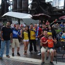 Italian and Colombian fans enjoying the World Cup Together