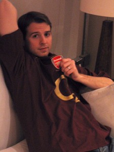 Matt and his Arsenal badge